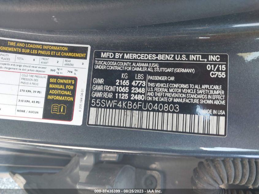 2015 MERCEDES-BENZ C-CLASS C 300 - 55SWF4KB6FU040803