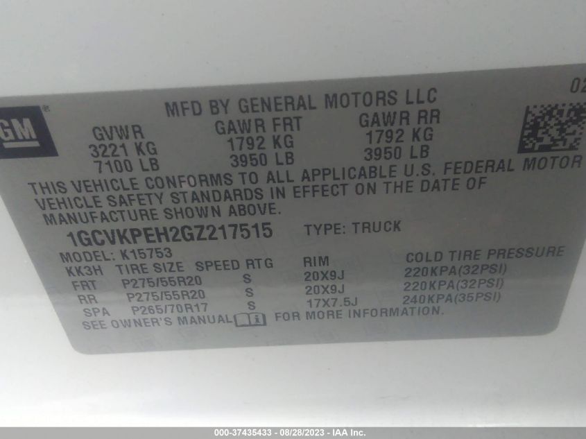 2016 CHEVROLET SILVERADO 1500 CUSTOM - 1GCVKPEH2GZ217515