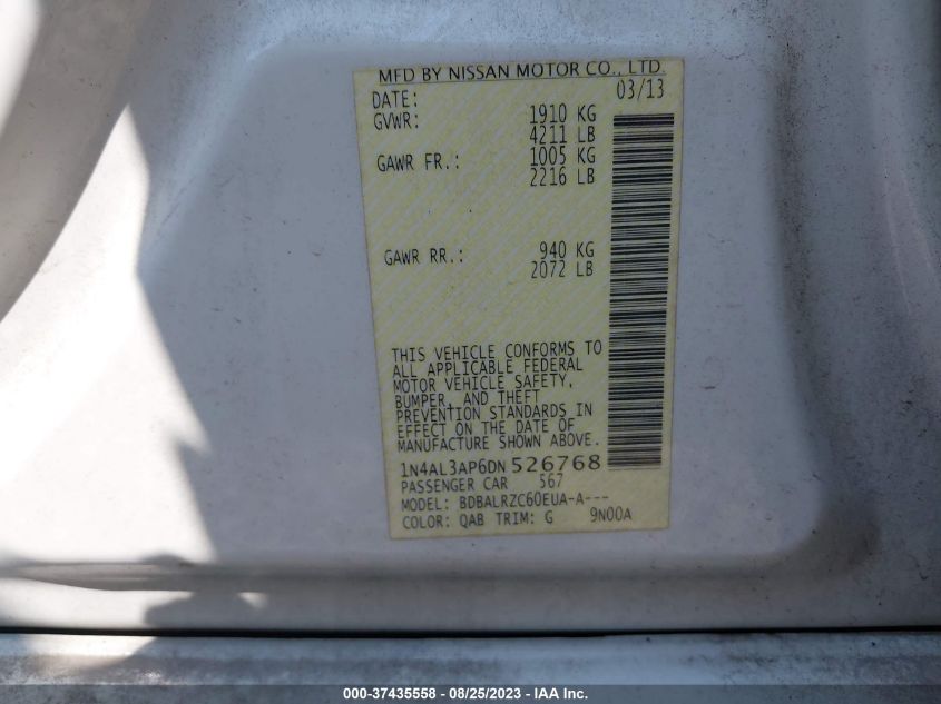 2013 NISSAN ALTIMA 2.5 S - 1N4AL3AP6DN526768