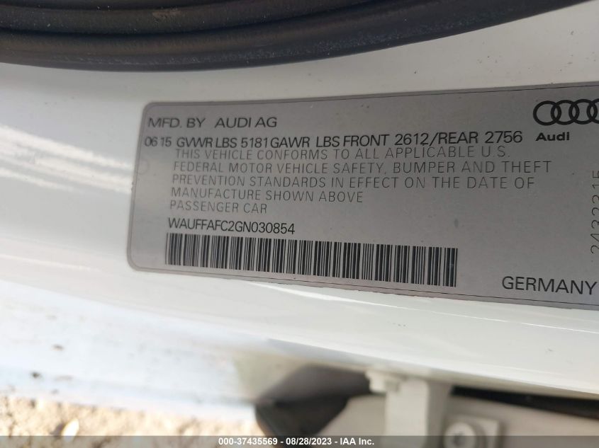 2016 AUDI A6 PREMIUM - WAUFFAFC2GN030854