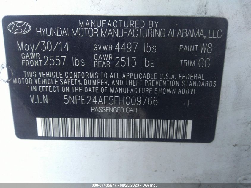 2015 HYUNDAI SONATA 2.4L SE - 5NPE24AF5FH009766