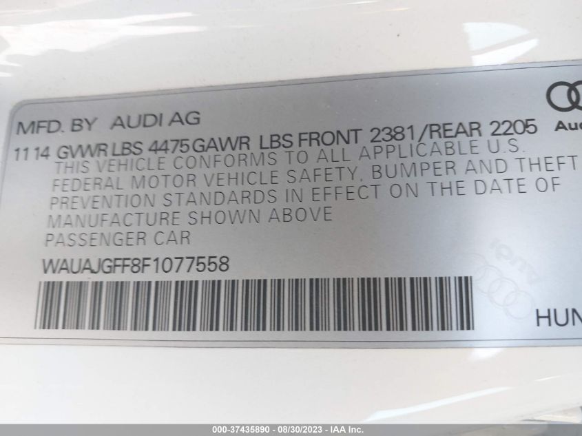 2015 AUDI A3 PREMIUM - WAUAJGFF8F1077558