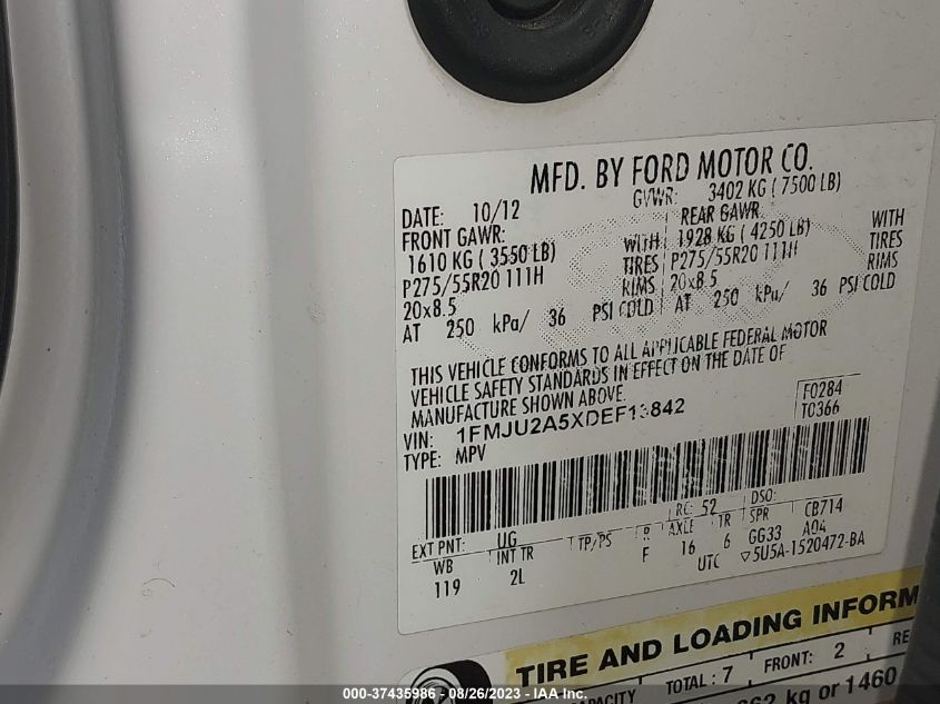 2013 FORD EXPEDITION LIMITED - 1FMJU2A5XDEF13842