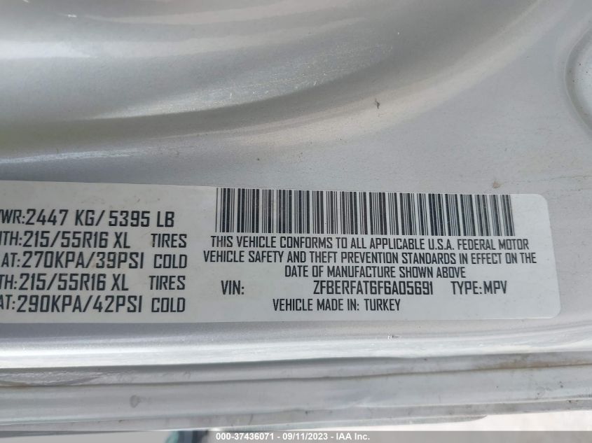 2015 RAM PROMASTER CITY CARGO VAN TRADESMAN - ZFBERFAT6F6A05691