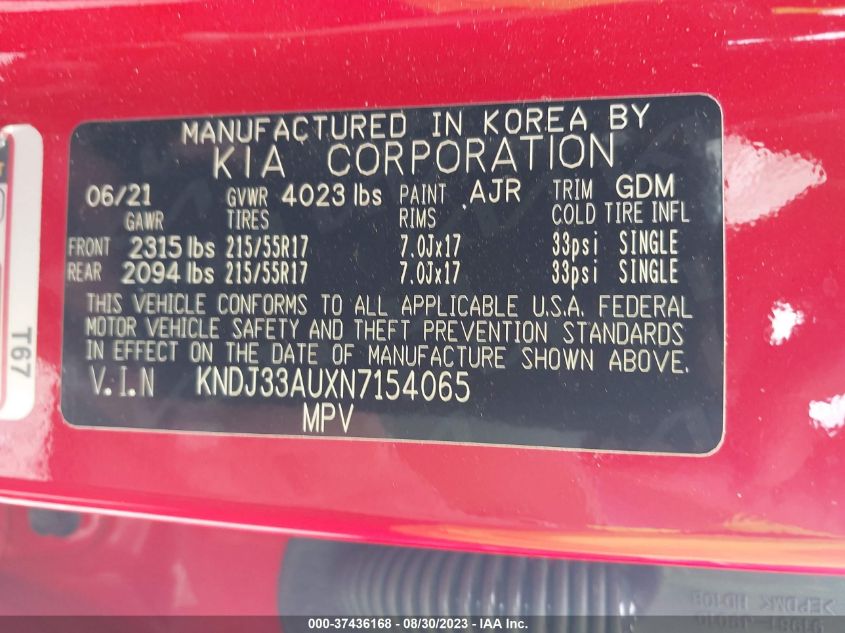 2022 KIA SOUL EX - KNDJ33AUXN7154065