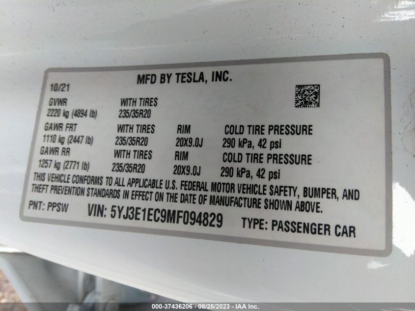 2021 TESLA MODEL 3 PERFORMANCE - 5YJ3E1EC9MF094829