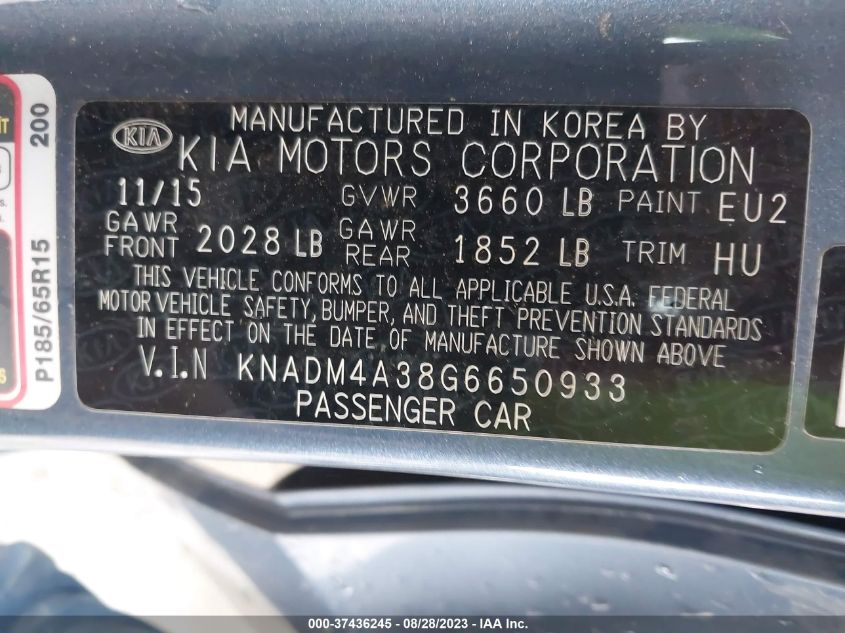 2016 KIA RIO LX - KNADM4A38G6650933