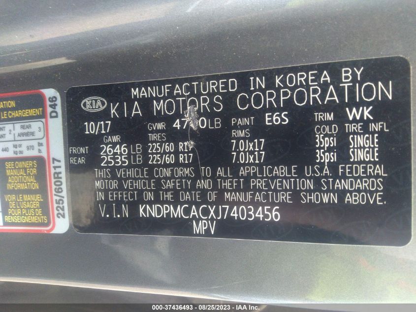 2018 KIA SPORTAGE LX - KNDPMCACXJ7403456