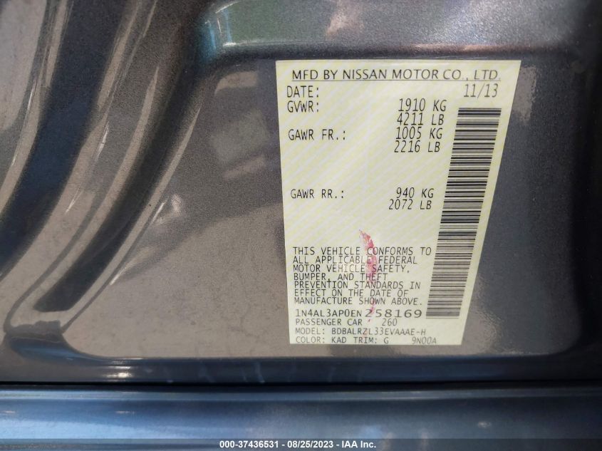 2014 NISSAN ALTIMA 2.5 S - 1N4AL3AP0EN258169