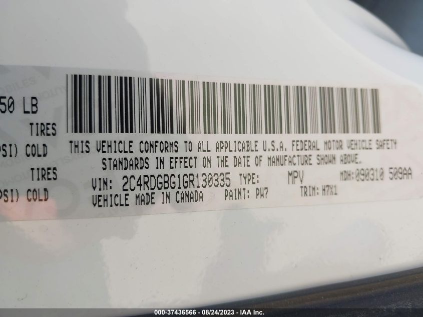 2016 DODGE GRAND CARAVAN SE - 2C4RDGBG1GR130335