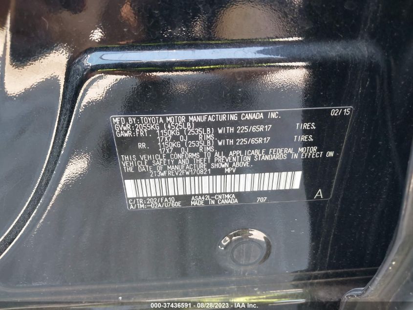 2015 TOYOTA RAV4 XLE - 2T3WFREV2FW170821