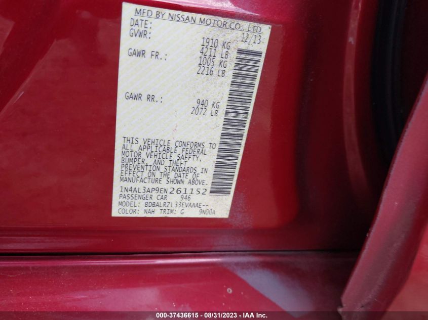 2014 NISSAN ALTIMA 2.5 S - 1N4AL3AP9EN261152