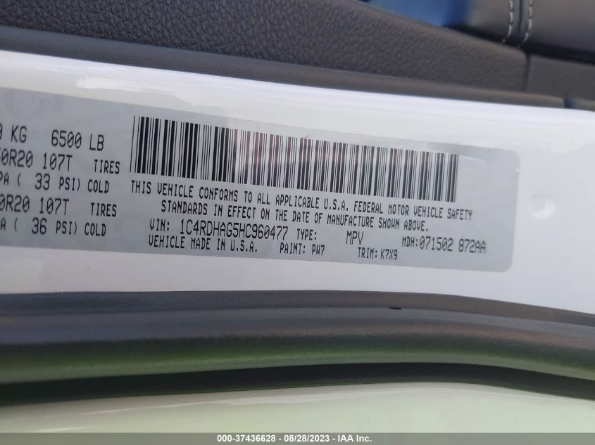 2017 DODGE DURANGO SXT - 1C4RDHAG5HC960477