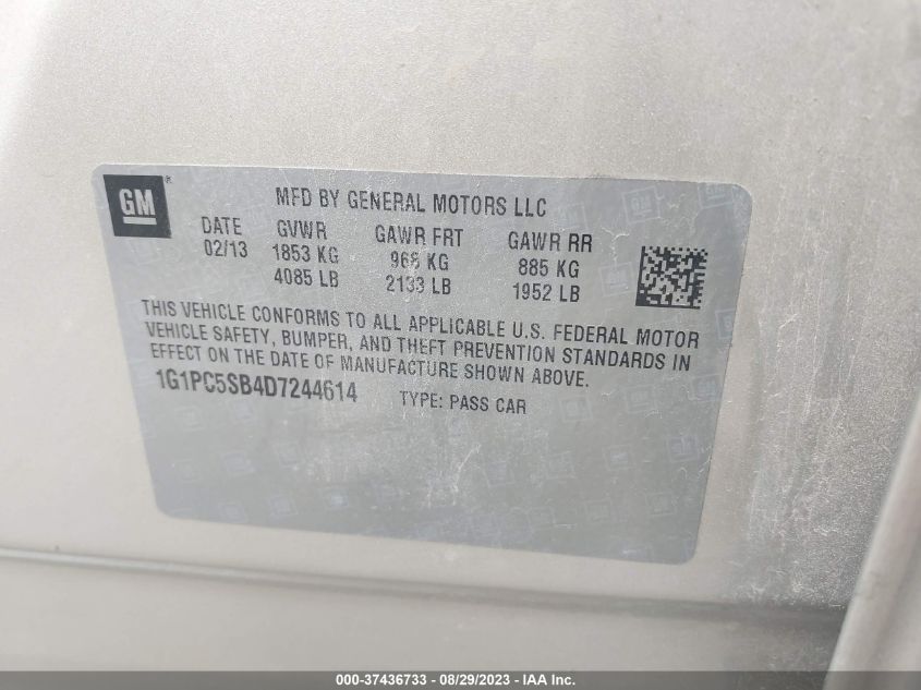 2013 CHEVROLET CRUZE 1LT - 1G1PC5SB4D7244614