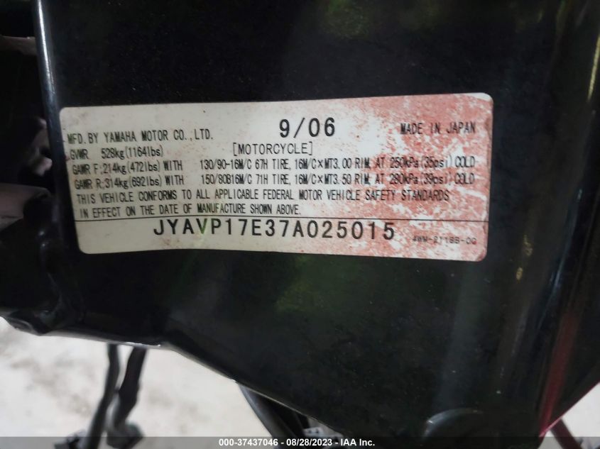 2007 YAMAHA XV1700 A JYAVP17E37A025015
