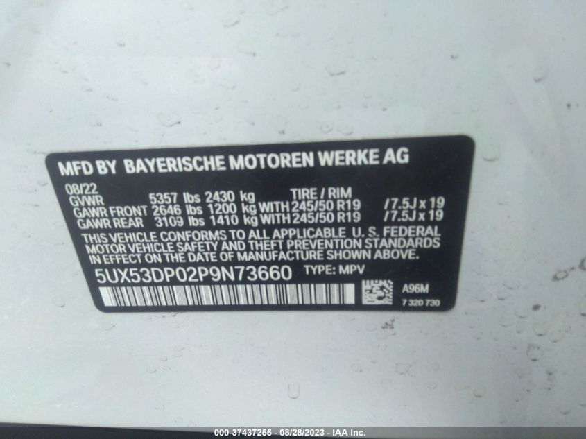 2023 BMW X3 XDRIVE30I - 5UX53DP02P9N73660