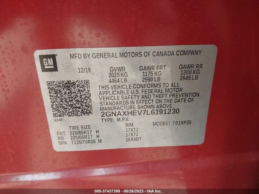 2020 CHEVROLET EQUINOX LS - 2GNAXHEV7L6191230