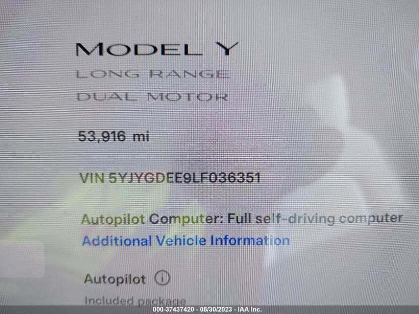 5YJYGDEE9LF036351 Tesla Model Y LONG RANGE 9