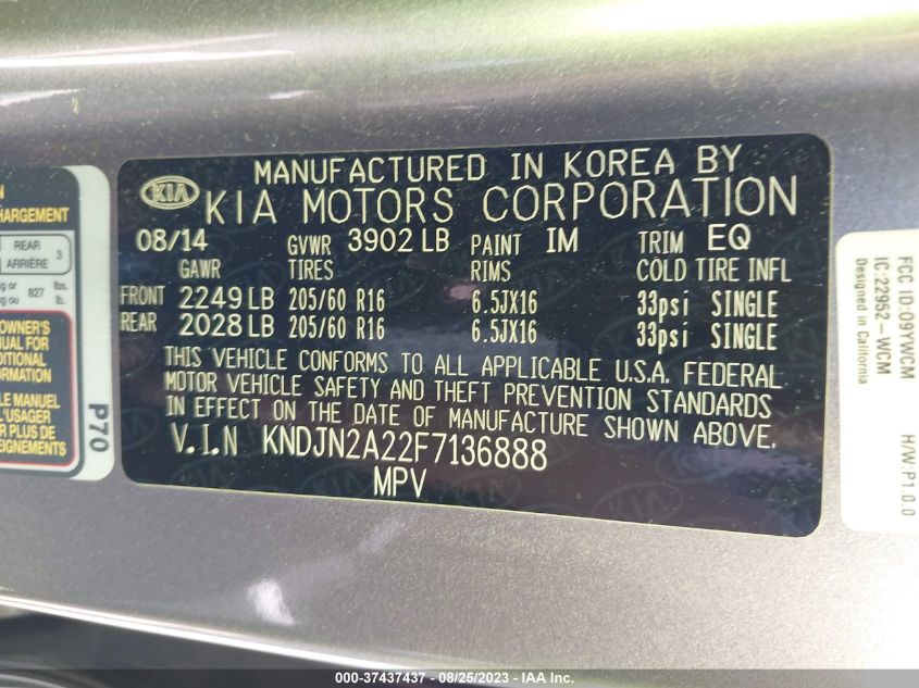 2015 KIA SOUL - KNDJN2A22F7136888