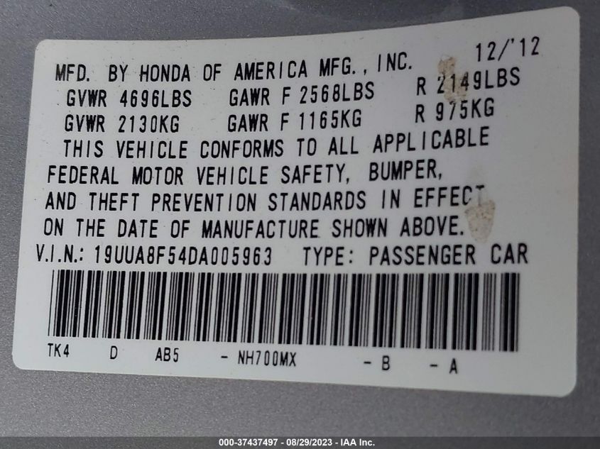 2013 ACURA TL TECH - 19UUA8F54DA005963