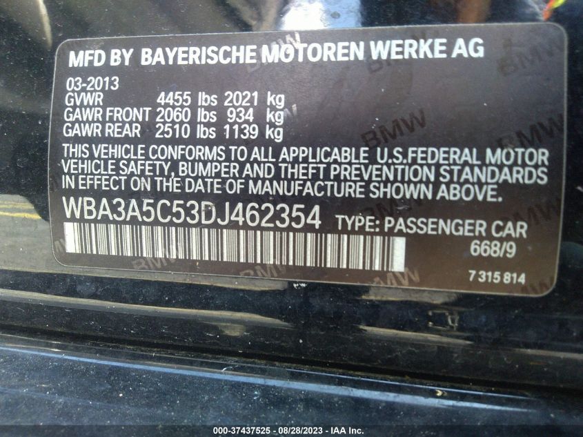 2013 BMW 3 SERIES 328I - WBA3A5C53DJ462354