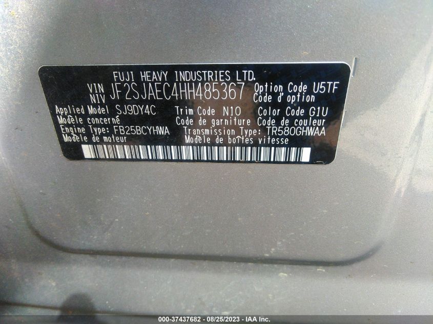 2017 SUBARU FORESTER PREMIUM - JF2SJAEC4HH485367