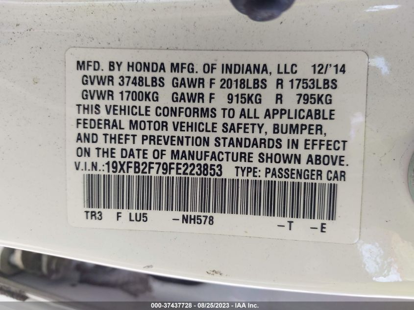 2015 HONDA CIVIC SEDAN SE - 19XFB2F79FE223853