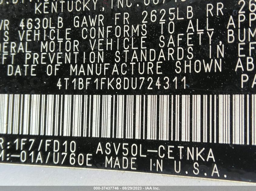 2013 TOYOTA CAMRY L/LE/SE/XLE - 4T1BF1FK8DU724311