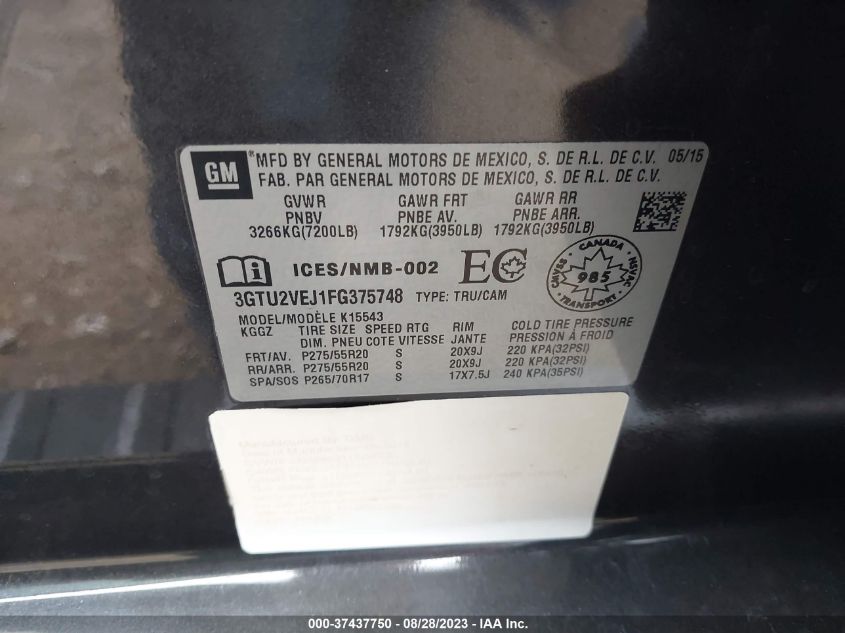 2015 GMC SIERRA 1500 SLT - 3GTU2VEJ1FG375748