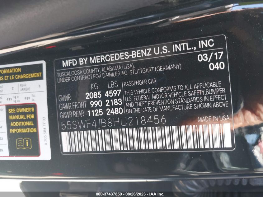 2017 MERCEDES-BENZ C-CLASS C 300 - 55SWF4JB8HU218456