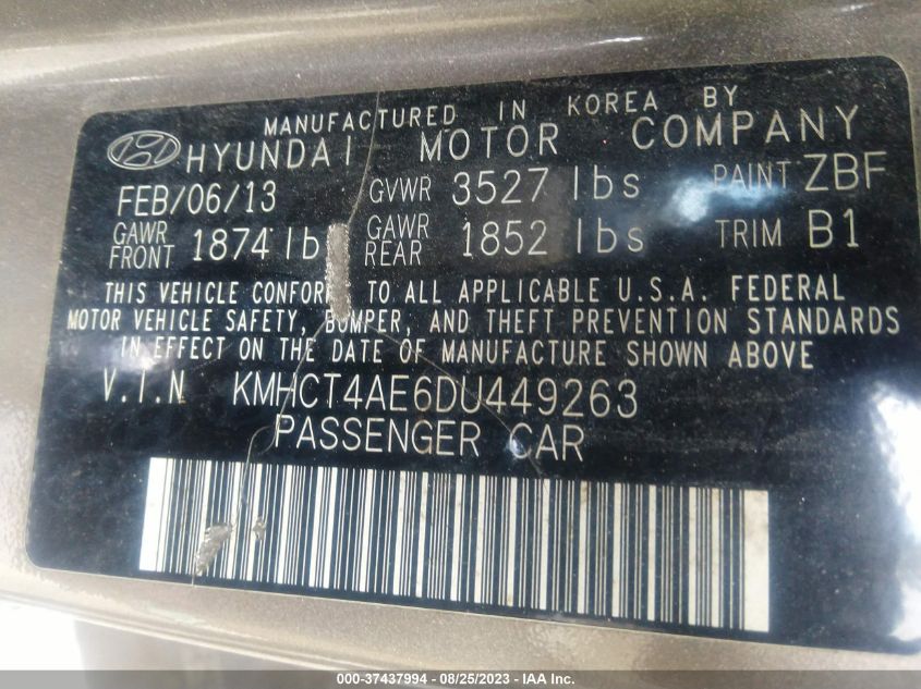 2013 HYUNDAI ACCENT GLS - KMHCT4AE6DU449263
