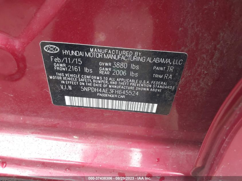 2015 HYUNDAI ELANTRA SE - 5NPDH4AE3FH645524