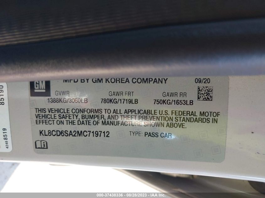 2021 CHEVROLET SPARK 1LT - KL8CD6SA2MC719712