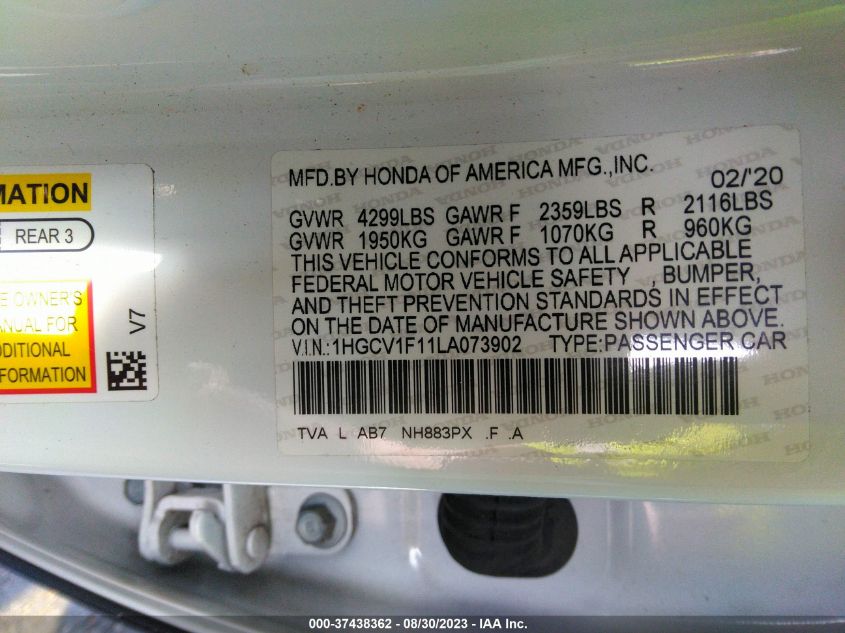 2020 HONDA ACCORD SEDAN LX - 1HGCV1F11LA073902