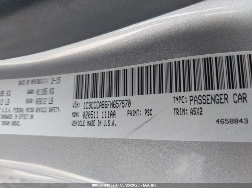 2015 CHRYSLER 200 LIMITED - 1C3CCCAB6FN657570