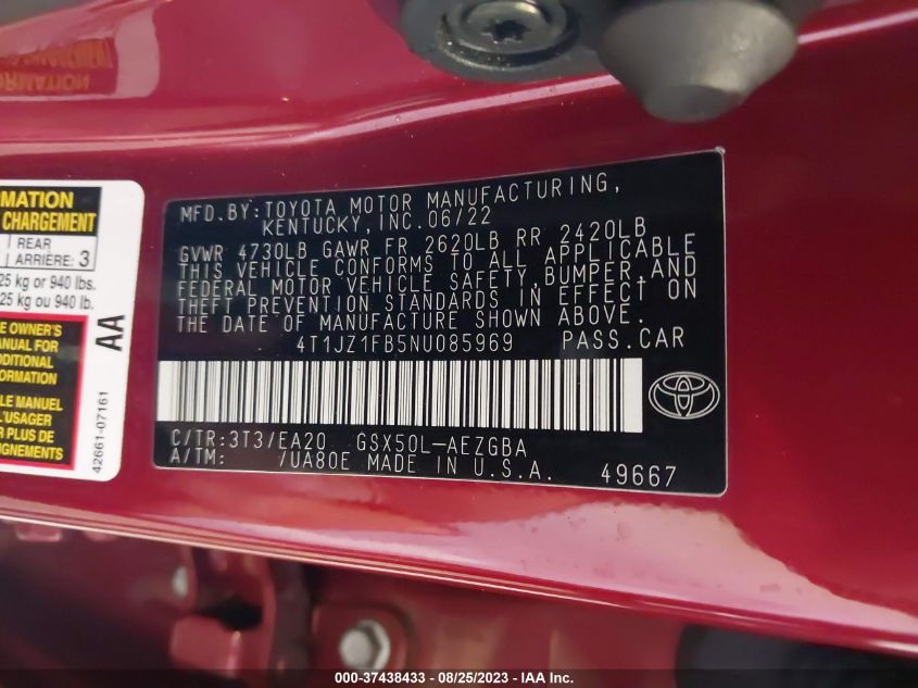 2022 TOYOTA AVALON XLE - 4T1JZ1FB5NU085969