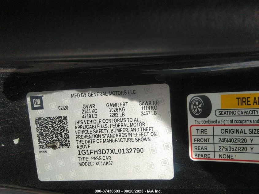 2020 CHEVROLET CAMARO SS - 1G1FH3D7XL0132790