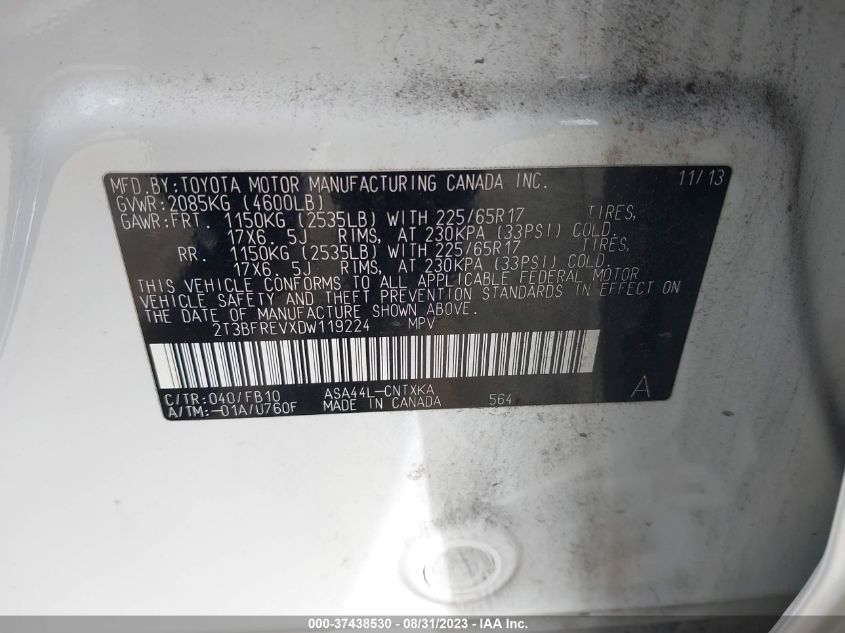 2013 TOYOTA RAV4 LE - 2T3BFREVXDW119224