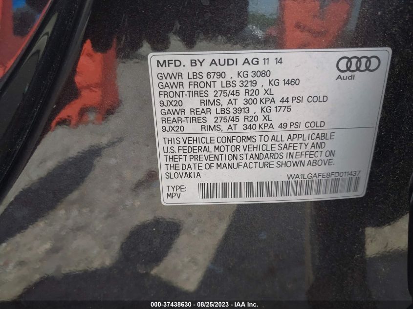 2015 AUDI Q7 3.0T PREMIUM PLUS - WA1LGAFE8FD011437