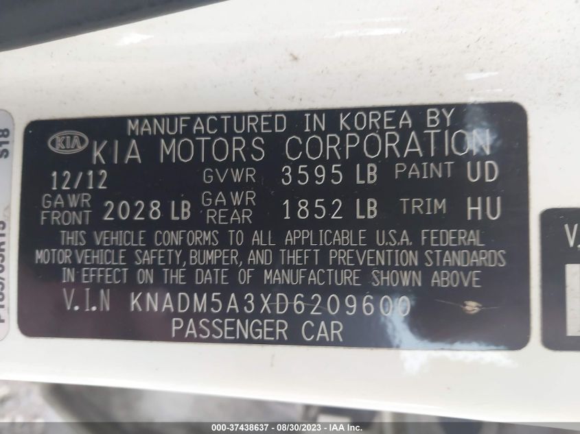 2013 KIA RIO LX - KNADM5A3XD6209600