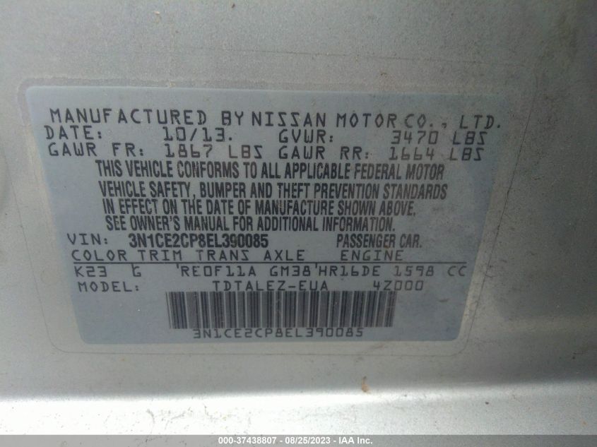 2014 NISSAN VERSA NOTE SV - 3N1CE2CP8EL390085