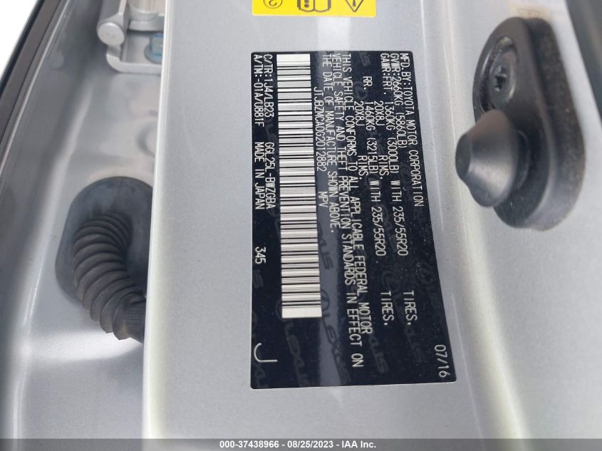 2016 LEXUS RX 350 - JTJBZMCA0G2012882