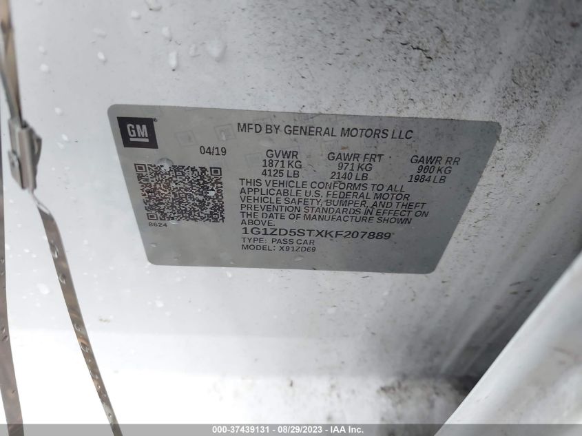 2019 CHEVROLET MALIBU LT - 1G1ZD5STXKF207889