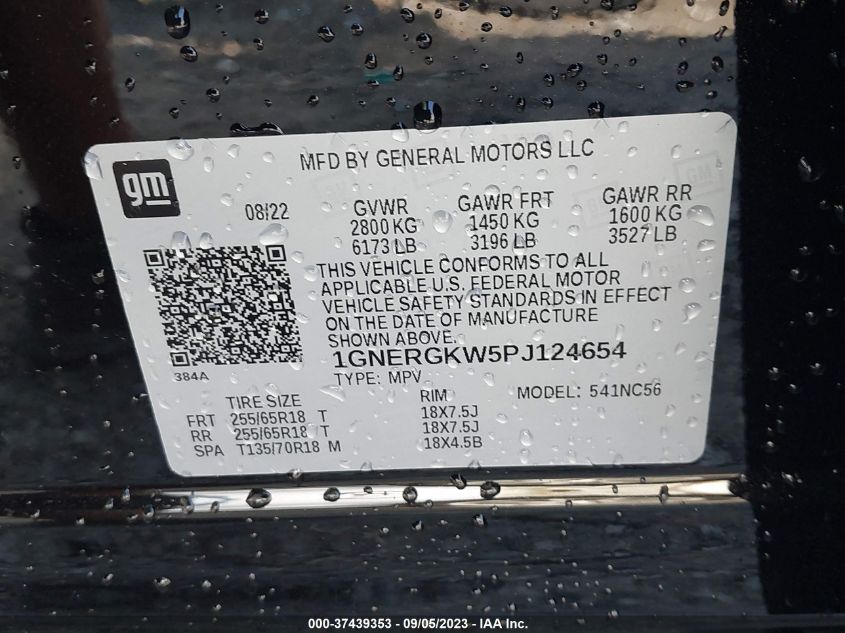 2023 CHEVROLET TRAVERSE LT CLOTH - 1GNERGKW5PJ124654