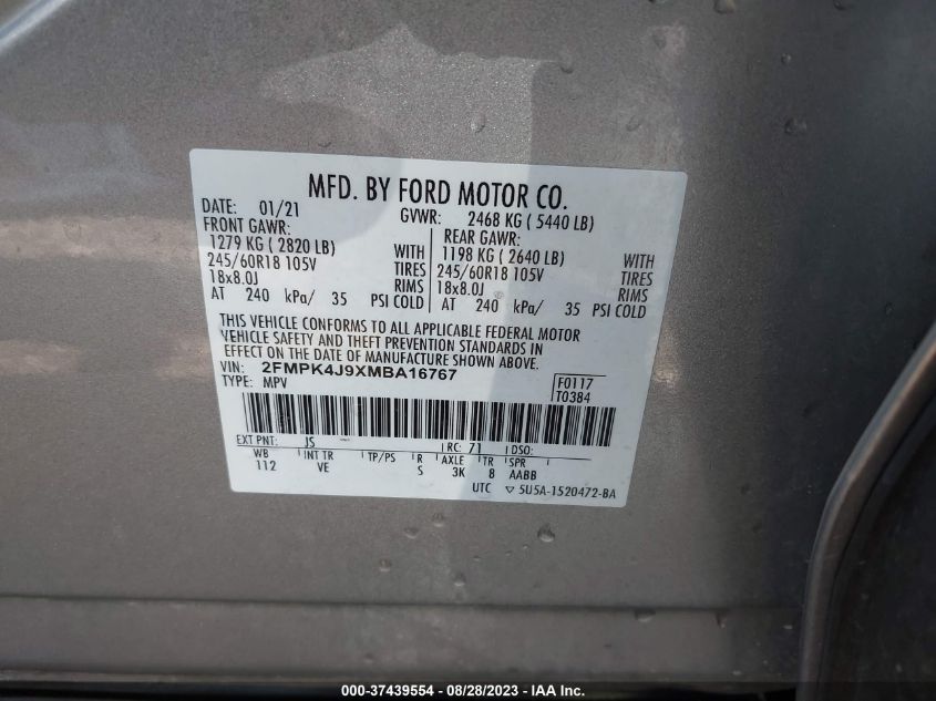 2021 FORD EDGE SEL/ST-LINE - 2FMPK4J9XMBA16767