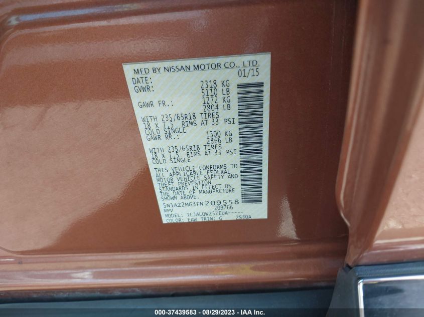 2015 NISSAN MURANO SV - 5N1AZ2MG3FN209558