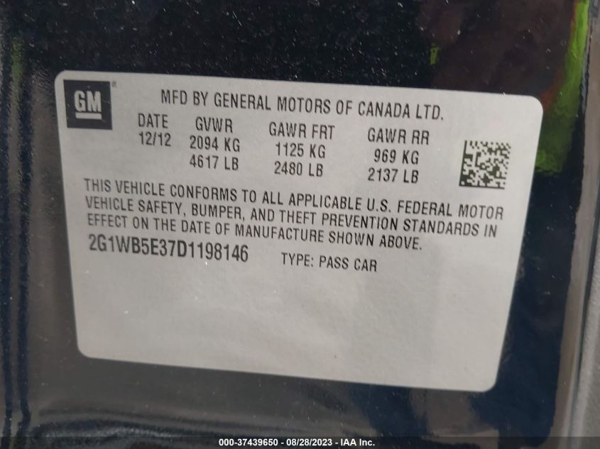 2013 CHEVROLET IMPALA LT - 2G1WB5E37D1198146