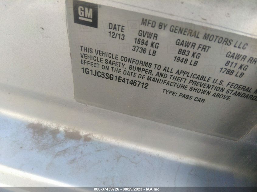 2014 CHEVROLET SONIC LT - 1G1JC5SG1E4146712