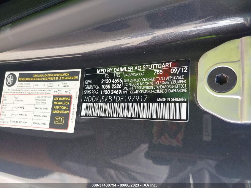 2013 MERCEDES-BENZ E 350 WDDKJ5KB1DF197917