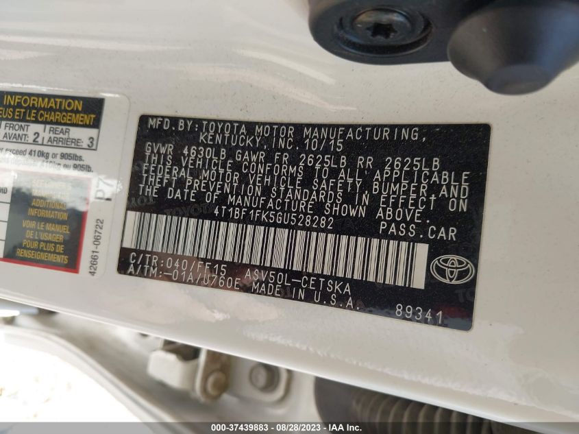 2016 TOYOTA CAMRY LE/XLE/SE/XSE - 4T1BF1FK5GU528282